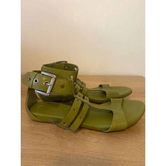 Cole Haan Women's Green Leather Gladiator Sandals With Adjustable Straps Size 8B - Picture 4 of 7